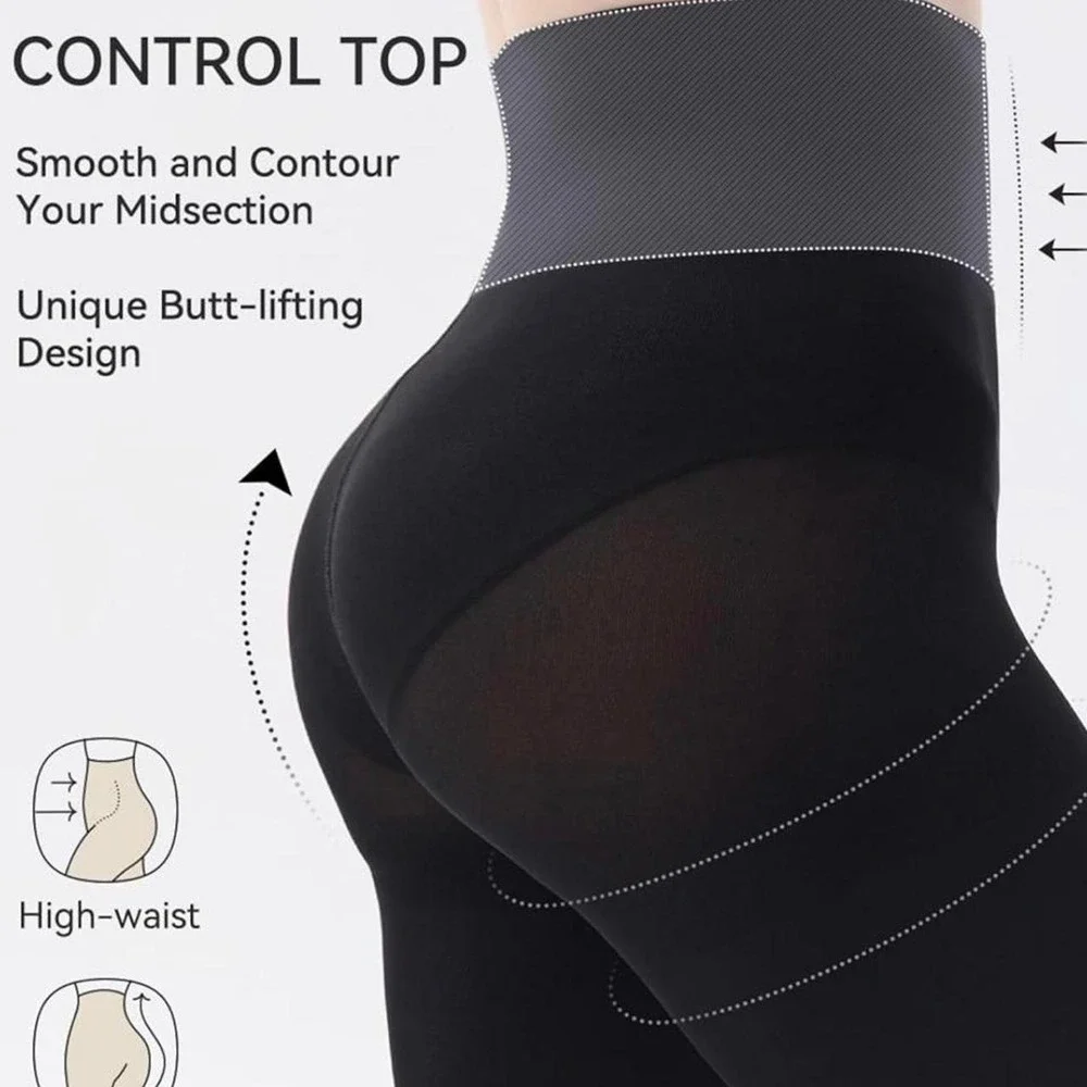 LUCKMEEY Black Tights L/XL High Waist Tummy Control Butt Lift NEW
